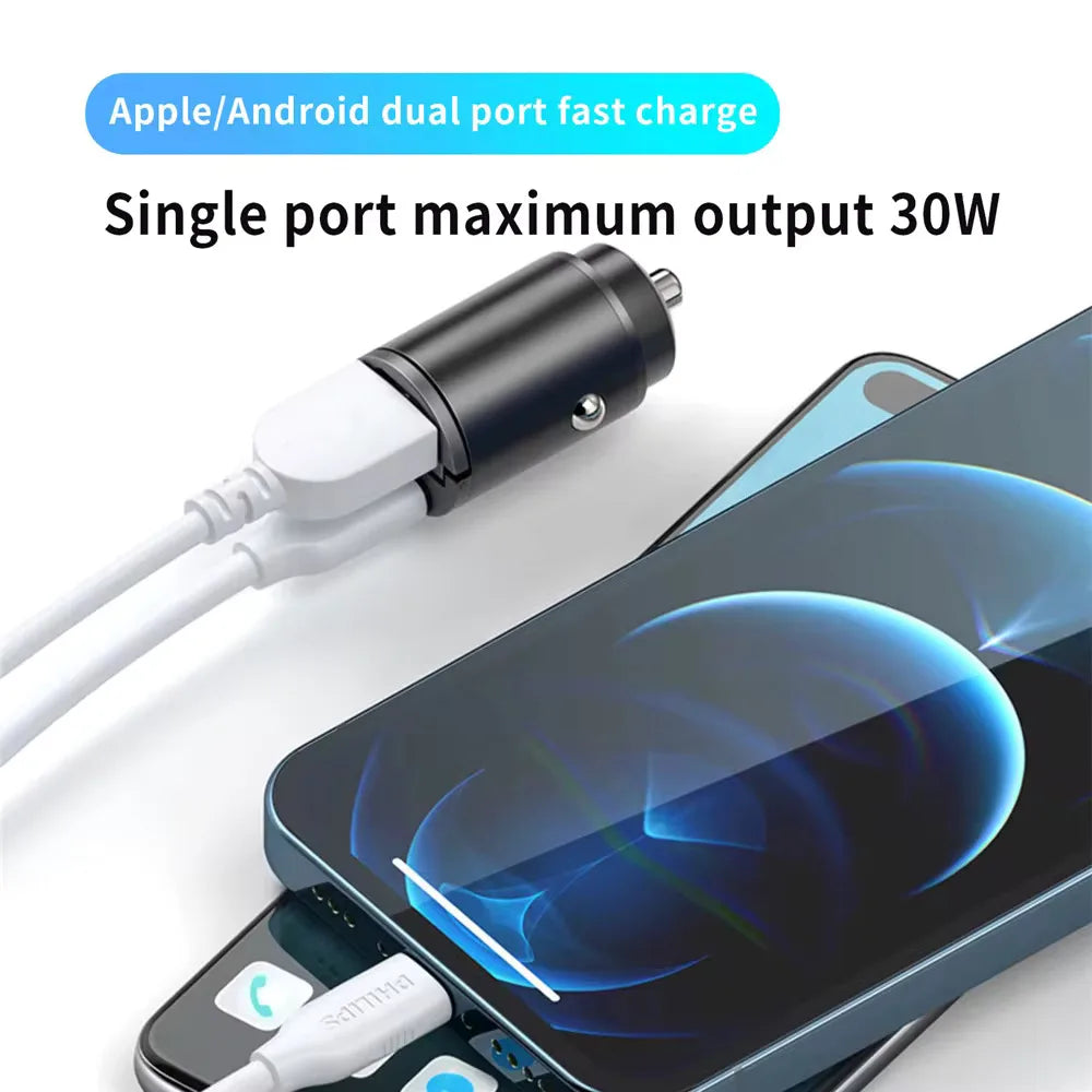 100W USB-C PD Car Charger – Fast Dual Port Quick Charge Adapter