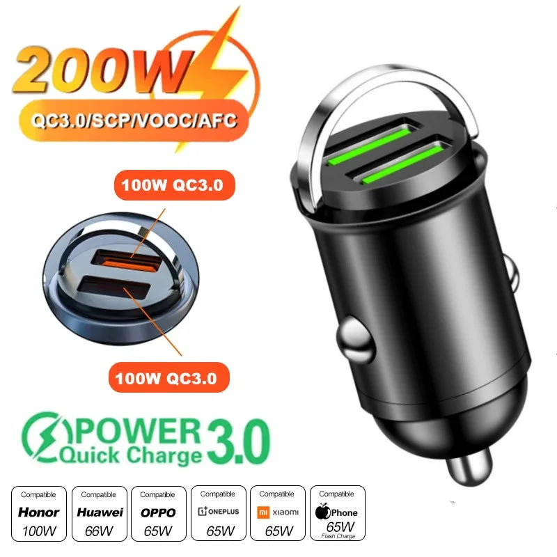 100W USB-C PD Car Charger – Fast Dual Port Quick Charge Adapter